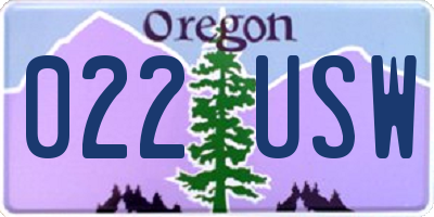 OR license plate 022USW