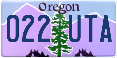 OR license plate 022UTA