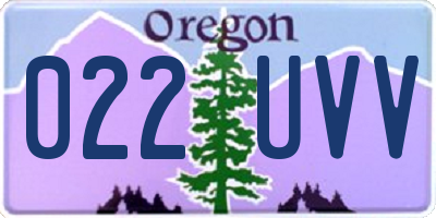 OR license plate 022UVV