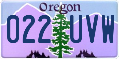 OR license plate 022UVW