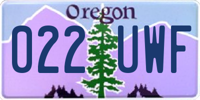 OR license plate 022UWF