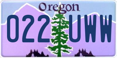 OR license plate 022UWW