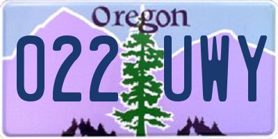 OR license plate 022UWY
