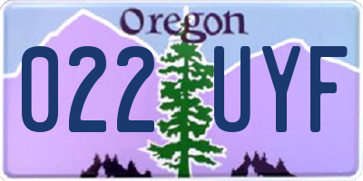 OR license plate 022UYF