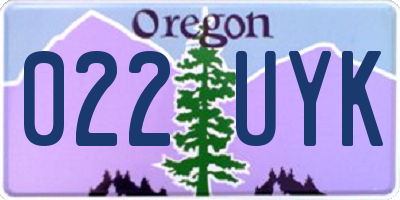 OR license plate 022UYK