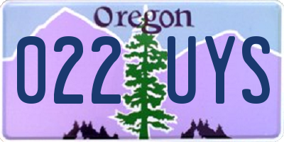 OR license plate 022UYS