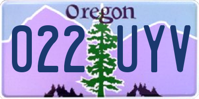 OR license plate 022UYV