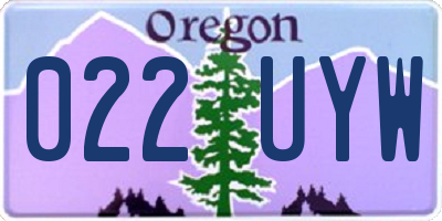OR license plate 022UYW