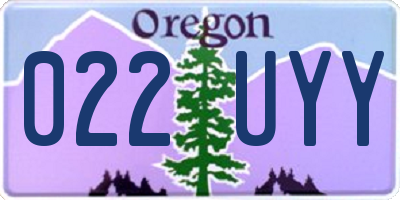 OR license plate 022UYY