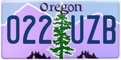 OR license plate 022UZB