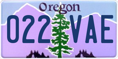 OR license plate 022VAE