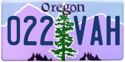 OR license plate 022VAH