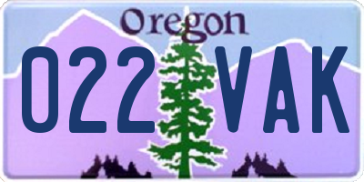OR license plate 022VAK