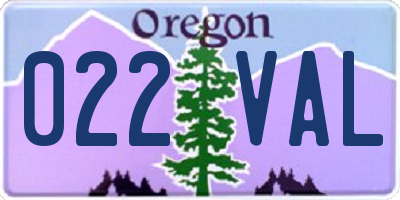 OR license plate 022VAL