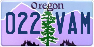 OR license plate 022VAM