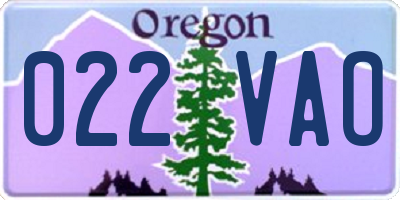 OR license plate 022VAO