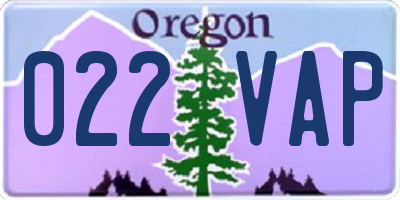 OR license plate 022VAP