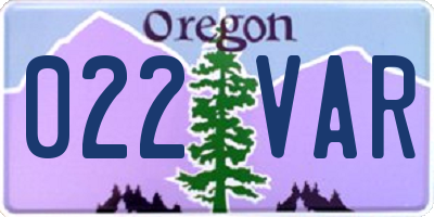 OR license plate 022VAR