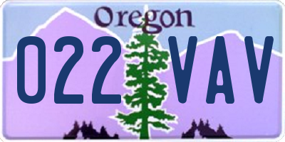 OR license plate 022VAV