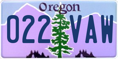 OR license plate 022VAW
