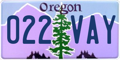 OR license plate 022VAY