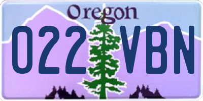 OR license plate 022VBN