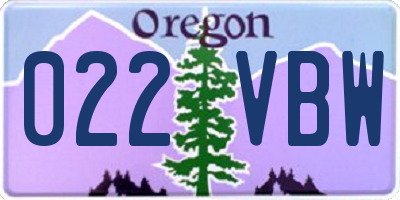 OR license plate 022VBW