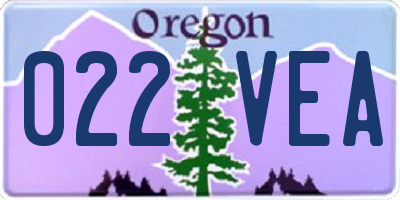 OR license plate 022VEA