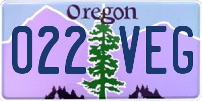 OR license plate 022VEG