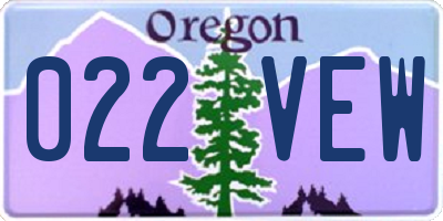 OR license plate 022VEW