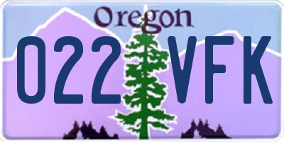 OR license plate 022VFK