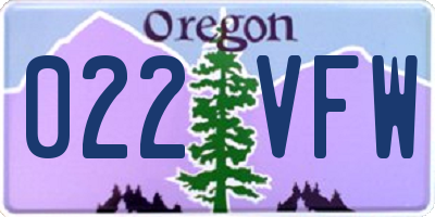 OR license plate 022VFW