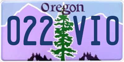 OR license plate 022VIO