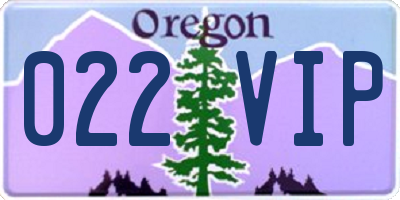 OR license plate 022VIP