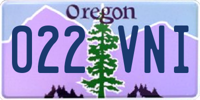 OR license plate 022VNI
