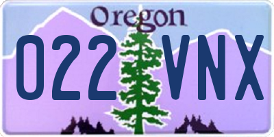 OR license plate 022VNX