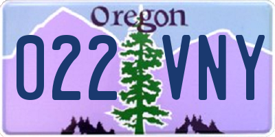 OR license plate 022VNY