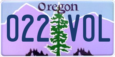 OR license plate 022VOL