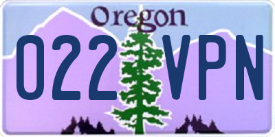 OR license plate 022VPN