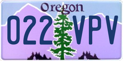 OR license plate 022VPV