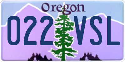 OR license plate 022VSL