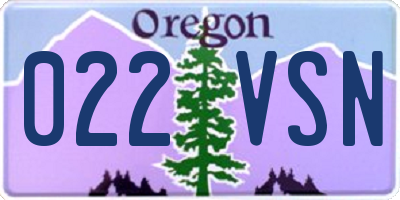 OR license plate 022VSN