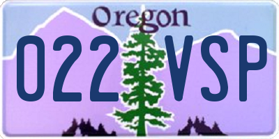 OR license plate 022VSP