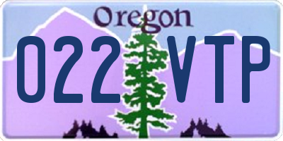 OR license plate 022VTP