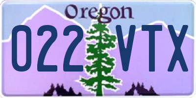 OR license plate 022VTX