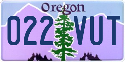 OR license plate 022VUT
