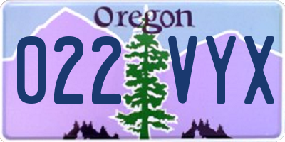 OR license plate 022VYX