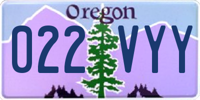 OR license plate 022VYY