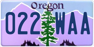 OR license plate 022WAA
