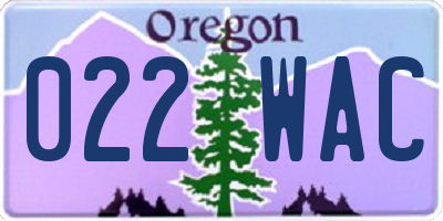 OR license plate 022WAC